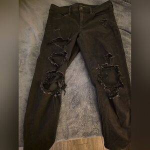 American Eagle Black Distressed Skinny Jeans